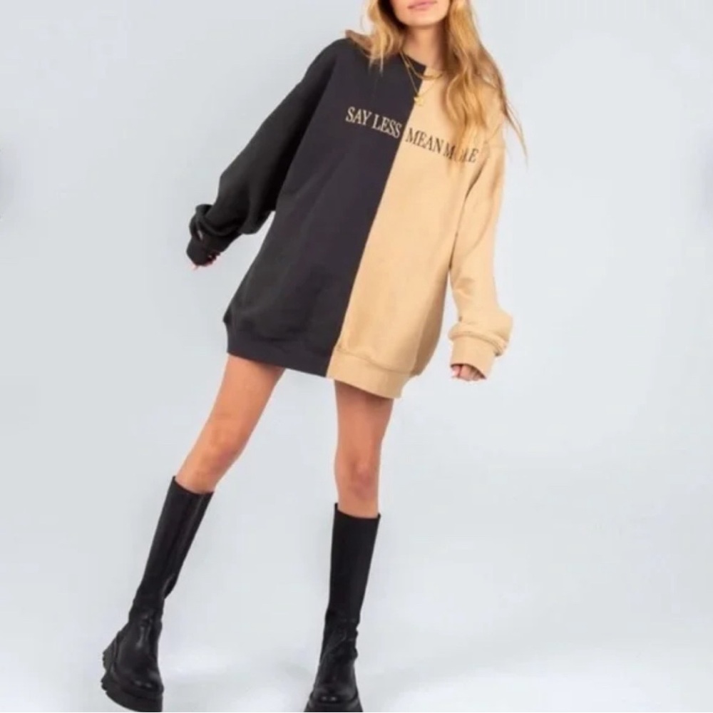 Mayfair Group Graphic Crewneck Sweatshirt “Say Less Mean More”